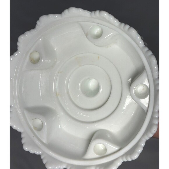 Vintage Fenton Milk Glass Bowl Taper Candle Stick Holder (for 6) Hobnail Footed - Picture 5 of 5